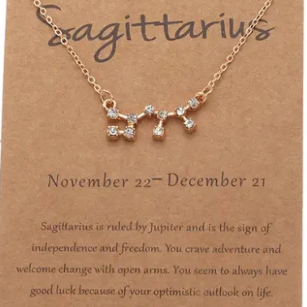 Sagittarius Zodiac Pendant Necklace Gold Plated Stainless Steel - Gold